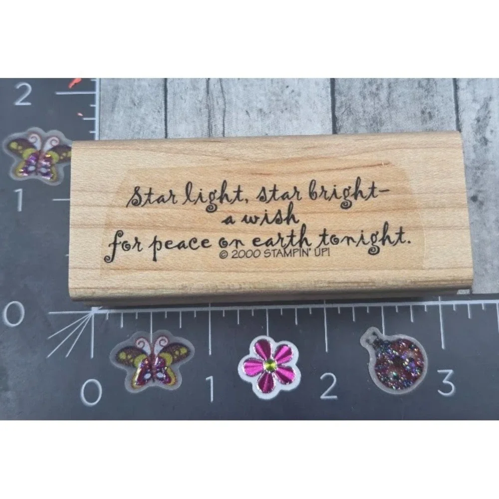 Stampin' Up! Star Light Star Bright Peace On Earth 2000 Rubber Stamp Wood #L48